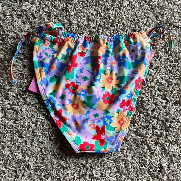 NWT! Juniors' Ninety-Nine° Tunnel Side-Tie Floral Bikini Bottoms Size Large - Picture 2 of 6